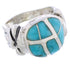 Silver Southwest Turquoise Inlay Ring Size 5-1/4 TX39987
